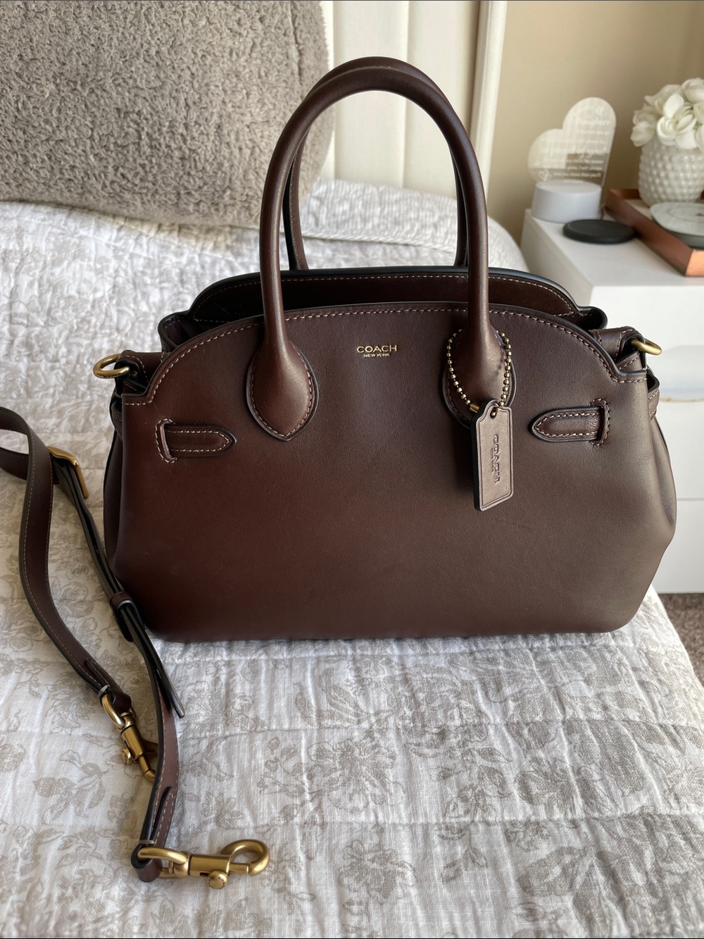 Coach empire 26 maple Leather Satchel with Removable Strap
